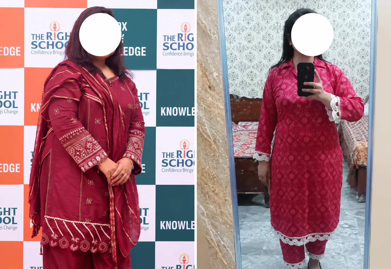 Asra Mughal weight loss transformation before and after